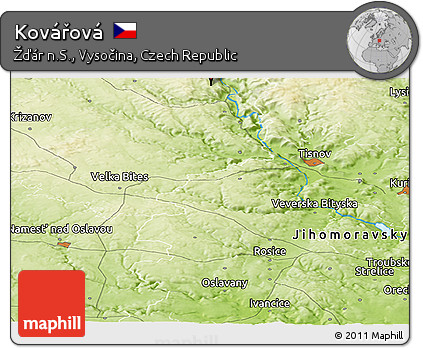 Physical Panoramic Map of Kovářová
