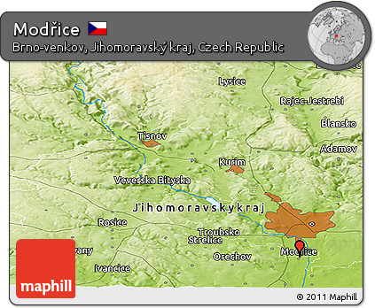 Physical Panoramic Map of Modřice