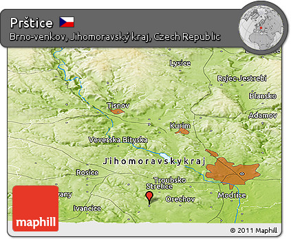 Physical Panoramic Map of Prštice