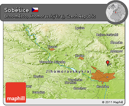 Physical Panoramic Map of Soběšice
