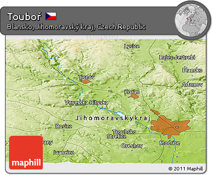 Physical Panoramic Map of Touboř