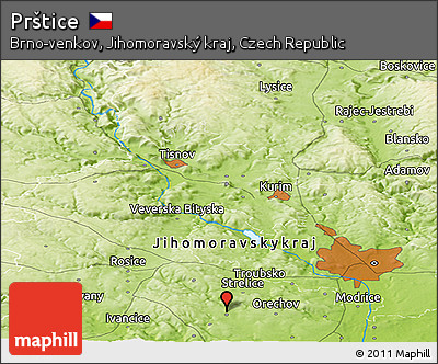 Physical Panoramic Map of Prštice