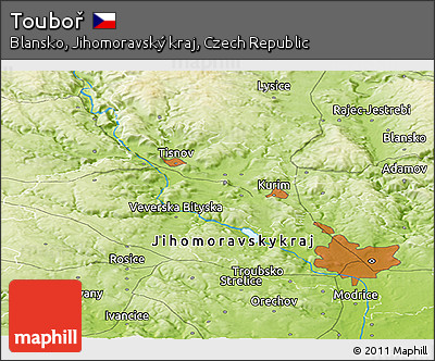 Physical Panoramic Map of Touboř