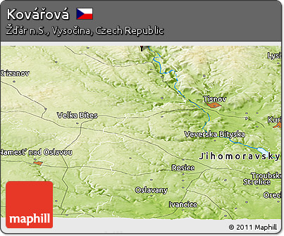 Physical Panoramic Map of Kovářová
