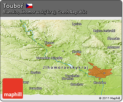 Physical Panoramic Map of Touboř