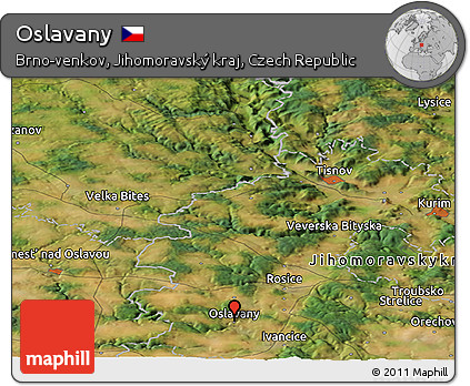 Satellite Panoramic Map of Oslavany