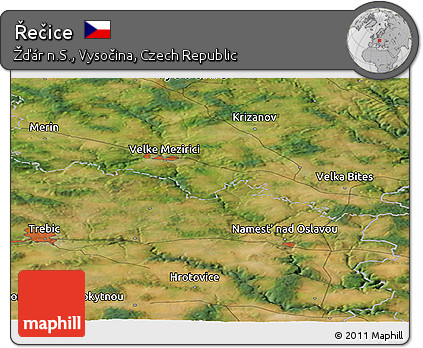 Satellite Panoramic Map of Řečice