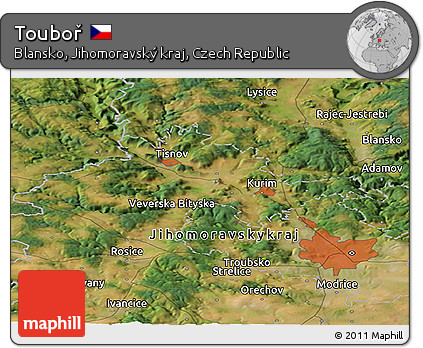 Satellite Panoramic Map of Touboř