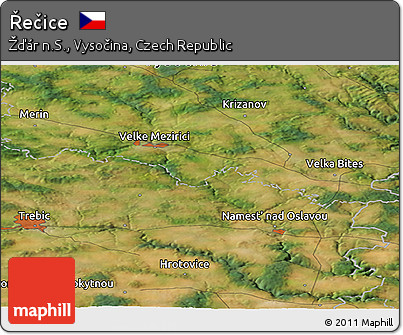 Satellite Panoramic Map of Řečice