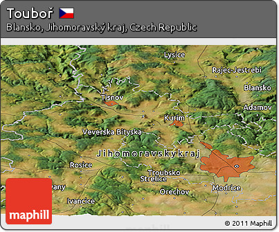 Satellite Panoramic Map of Touboř
