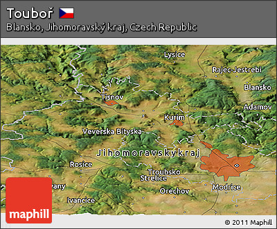 Satellite Panoramic Map of Touboř