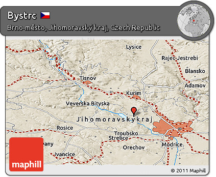 Shaded Relief Panoramic Map of Bystrc