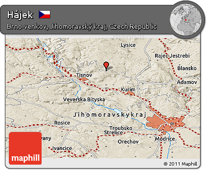 Shaded Relief Panoramic Map of Hájek