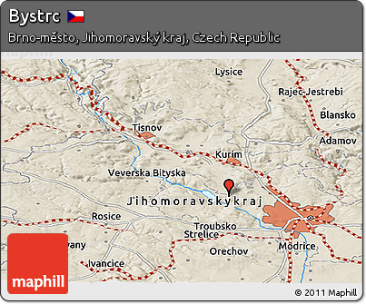 Shaded Relief Panoramic Map of Bystrc