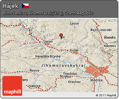 Shaded Relief Panoramic Map of Hájek