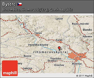 Shaded Relief Panoramic Map of Bystrc