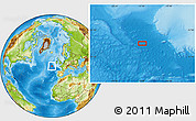 Physical Location Map of the area around 49° 19' 21" N, 16° 55' 29" W