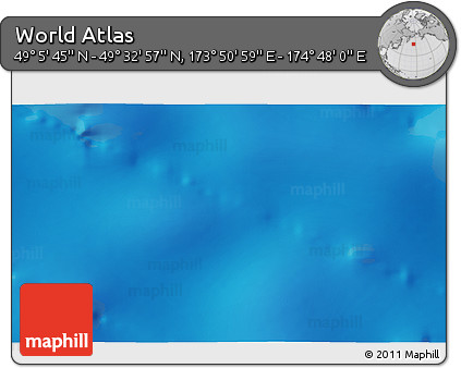 Physical 3D Map of the Area around 49° 19' 21" N, 174° 19' 29" E