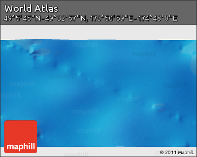 Physical 3D Map of the Area around 49° 19' 21" N, 174° 19' 29" E