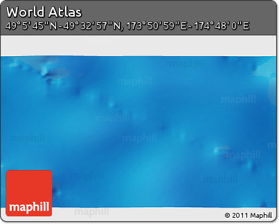 Physical 3D Map of the Area around 49° 19' 21" N, 174° 19' 29" E