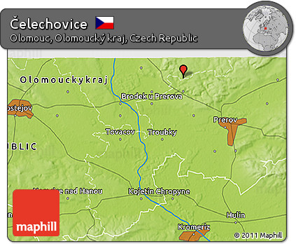Physical 3D Map of Čelechovice
