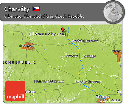 Physical 3D Map of Charváty