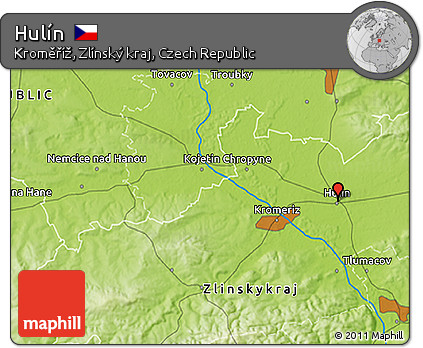 Physical 3D Map of Hulín