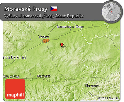 Physical 3D Map of Moravské Prusy