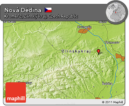 Physical 3D Map of Nová Dědina