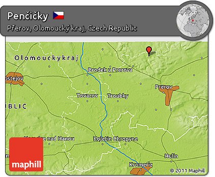 Physical 3D Map of Penčičky