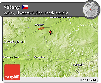 Physical 3D Map of Vážany