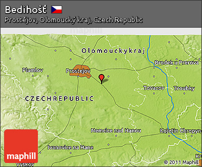 Physical 3D Map of Bedihošť