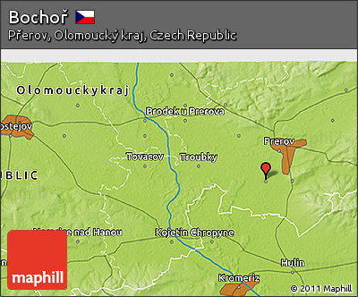 Physical 3D Map of Bochoř