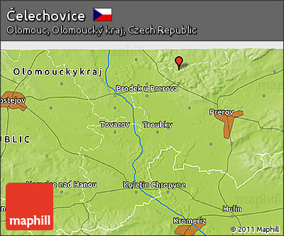 Physical 3D Map of Čelechovice