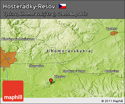 Physical 3D Map of Hostěrádky-Rešov
