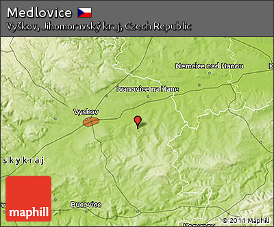 Physical 3D Map of Medlovice