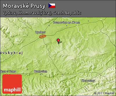 Physical 3D Map of Moravské Prusy
