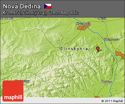 Physical 3D Map of Nová Dědina