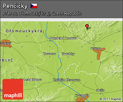 Physical 3D Map of Penčičky