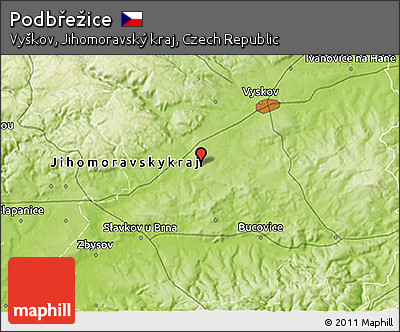 Physical 3D Map of Podbřežice