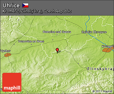 Physical 3D Map of Uhřice