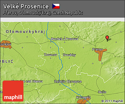 Physical 3D Map of Velké Prosenice