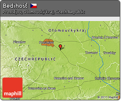 Physical 3D Map of Bedihošť