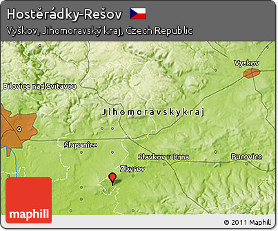 Physical 3D Map of Hostěrádky-Rešov