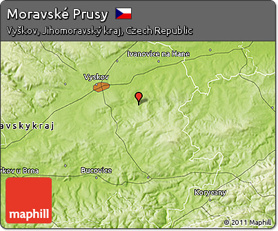 Physical 3D Map of Moravské Prusy
