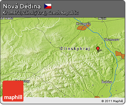 Physical 3D Map of Nová Dědina