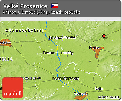 Physical 3D Map of Velké Prosenice