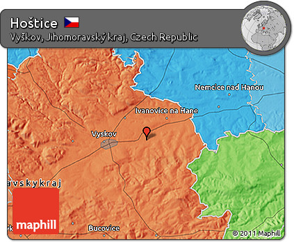 Political 3D Map of Hoštice