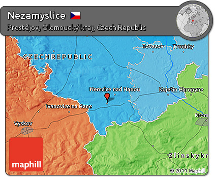 Political 3D Map of Nezamyslice