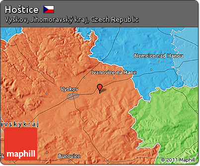 Political 3D Map of Hoštice